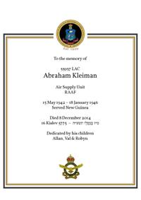 Book of Remembrance for Kleiman