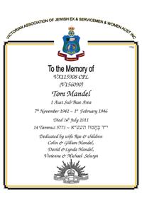 Book of Remembrance for Mandel