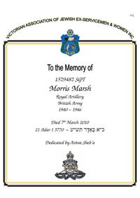 Book of Remembrance for Marsh