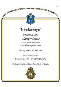 Book of Remembrance for Messer