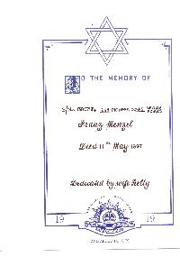 Book of Remembrance for Menzel