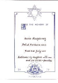 Book of Remembrance for Mieszelewicz